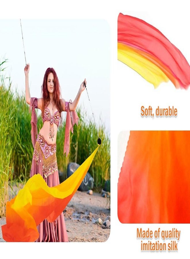 Hitopin 2 Sets Belly-Dance Colorful Veil Poi Silk Poi Throwing Ball Throwing Balls Scarf Poi-Streamer with Poi Balls Belly Dance Ball for Belly Dance Performance, for Parties Dances Performances - Image 2